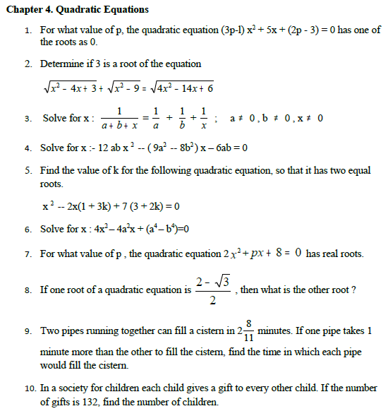 CBSE Class 10 Maths HOTs Quadratic Equations